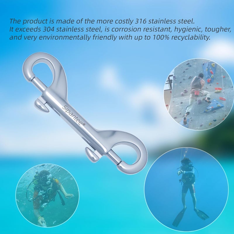 sipantee Scuba Diving Reel 100ft Scuba Finger Spool Aluminum Alloy with 316 Stainless Steel Double-Ended Bolt Snap Clip Anchor Rope Reel for Water Sports,Wreck Cave Diving,Snorkeling, Spearfishing - Image 3
